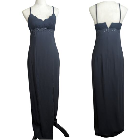 Vintage '90s Y2K Empire Maxi Dress Velvet Sweetheart Neckline Women's Size 5/6 - Picture 1 of 11
